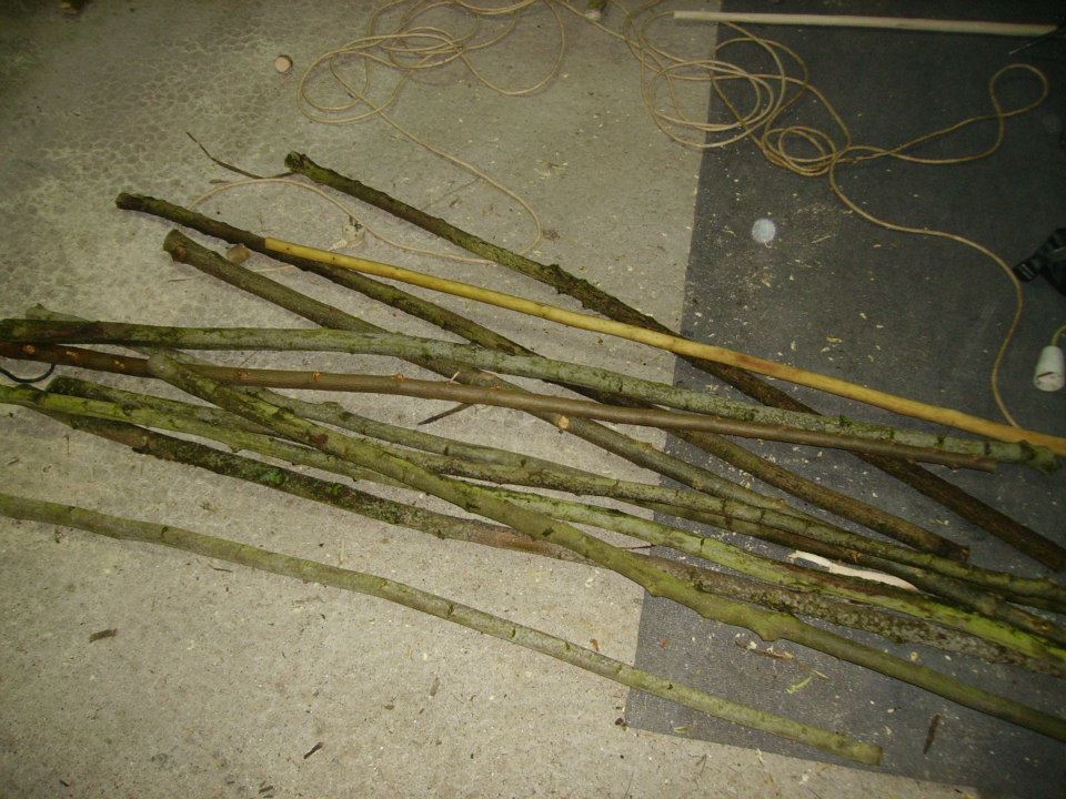 wood staffs with bark